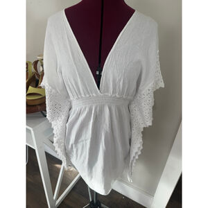 Seaspice White Peruvian Cotton Cover-Up Dress Large